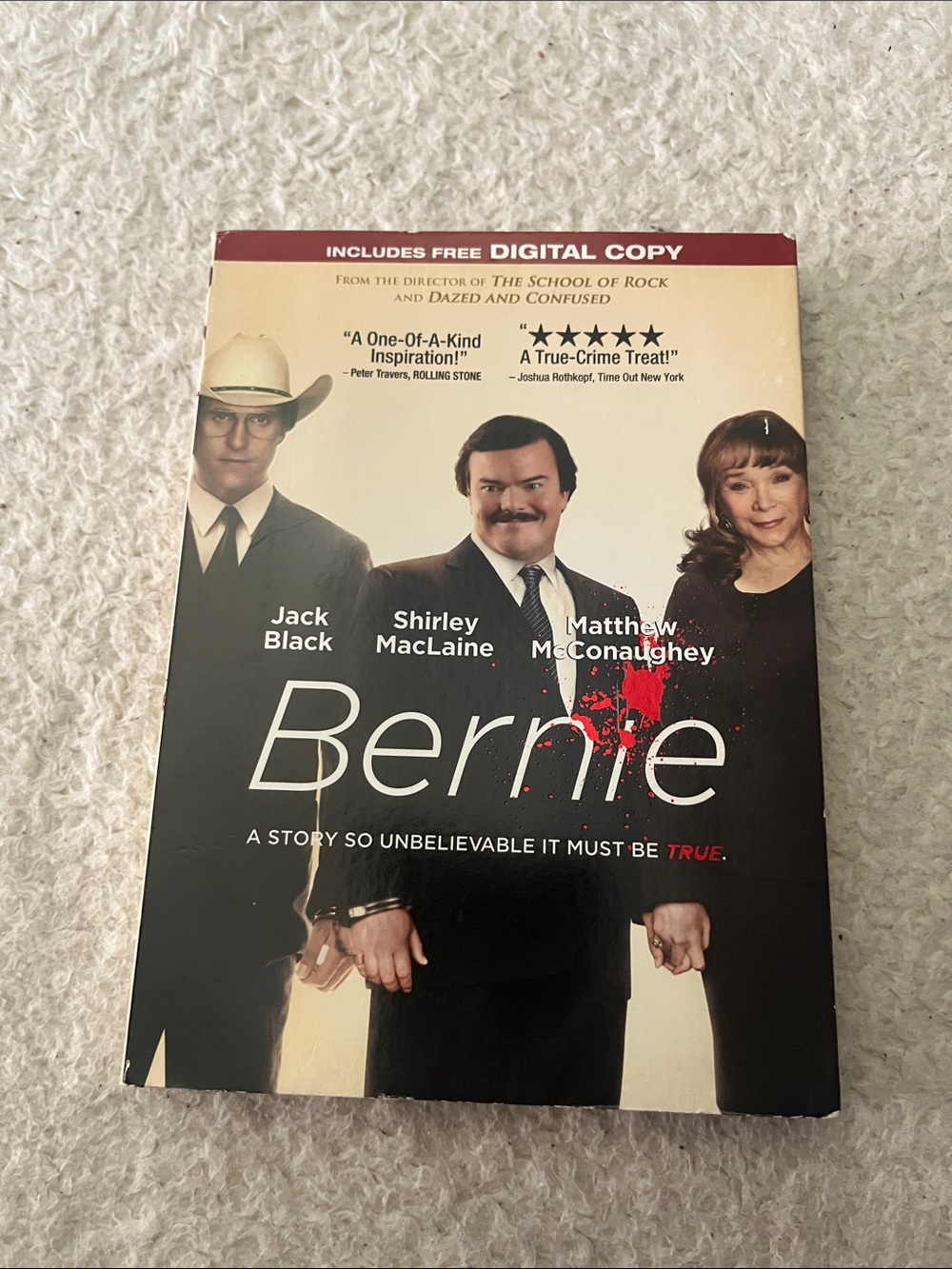 Bernie DVD Movie Case - Black and Cream Cover